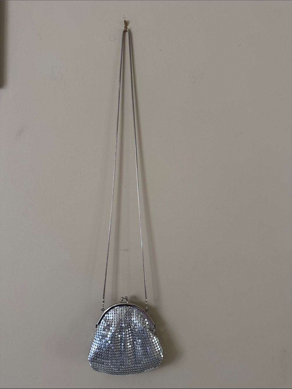 mark. Silver Sequin Chain Strap Clutch